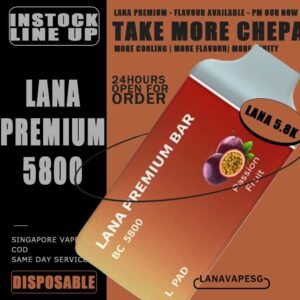 LANA PREMIUM BAR 5800 DISPOSABLE - VAPE SG Take the Best Seller Flavour Top from LANA PREMIUM BAR DISPOSABLE ! Tie Guan Yin Premium Bar 5800 Puffs Tieguanyin Disposable Vape is a fantastic choice for anyone looking for a convenient and reliable vaping experience. The kit comes in a compact and light weight design, making it easy to carry with you wherever you go. One of the standout features of the Premium Bar 5800  is its impressive battery life. SPECIFITION : Pre-filled 13ml Vape Juice 350mAh Nicotine Strength: 3% (50mg) Rechargeable Disposable ⚠️Lana Premium Bar 5800 Disposable Flavour Line Up⚠️ Banana Ice Champagne Apple Cola Grape Honeydew Long Jing Tea Lychee Mango Peach Passion Peach Peach Oolong Tea Pineapple Rootbeer Sprite Lemon Strawberry Banana Strawberry Grape Strawberry Milk Strawberry Watermelon Thai Mango Tie Guan Yin Watermelon Watermelon Lychee SG VAPE COD SAME DAY DELIVERY , CASH ON DELIVERY ONLY. ORDER BEFORE 5PM , SAME DAY NIGHT SLOT 7PM – 10PM RECEIVED PARCEL. TAKE BULK ORDER /MORE ORDER PLS CONTACT US : LANAVAPESG WHATSAPP VIEW OUR DAILY NEWS INFORMATION VAPE : LANAVAPESG CHANNEL