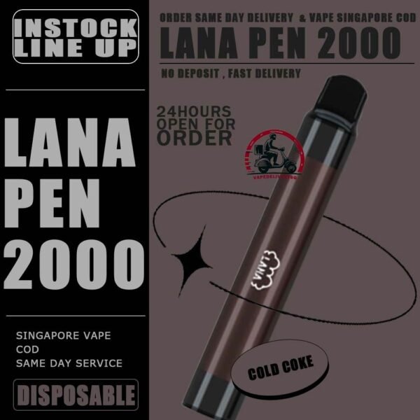 LANA PEN 2000 / 2K DISPOSABLE - VAPE DELIVERY SG SINGAPORE The LANA PEN support 2K puffs Disposable for you ejoy whole day, at our vape shop singapore READY STOCK. It's Non-Rechargeable , Finished after just throwaway! The LANA PEN 2000 DISPOSABLE has a fashionable appearance. It uses a stainless steel tube as a carrier and wraps a layer of transparent glass. Lana always pays attention to the user's comfort and brings customers the ultimate holding experience. The Lana pen is equipped with a high-quality filter cotton core, and the newly developed fog Chemical technology, intelligent temperature control chip, the cigarette holder adopts ergonomic design, which fits most people's lips and creates a natural smoking experience. The Lana pen does not need to be charged repeatedly and can be thrown away after use. The built-in battery capacity of 1000mAh, 6ml of cigarette The oil reserve ensures that users can finish each Lana pen, and each Lana pen can pump 2000puffs on average. Lana pays attention to the use experience of each customer and continuously improves the product, only to bring better products to customers. Specifition : Nicotine : 3.5% E-Liquid : 6ml Capacity : 6ml Non-Rechargeable ⚠️LANA PEN 2000 DISPOSABLE FLAVOUR LIST⚠️ Apple Berry Coke Grape Lush Ice Lychee Mango Milkshake Mineral Mixed Fruit Passion Peach Skittles Strawberry Strw Watermelon Tie Guan Yin Lemon Tart Cantaloupe Super Mint Coconut Juice Lime Passion Fruit SG VAPE COD SAME DAY DELIVERY , CASH ON DELIVERY ONLY. TAKE BULK ORDER /MORE ORDER PLS CONTACT ME : VAPEDELIVERYSG VIEW OUR DAILY NEWS INFORMATION VAPE : TELEGRAM CHANNEL