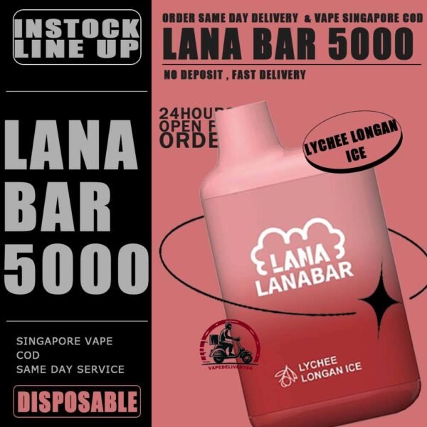 LANA BAR 5000 DISPOSABLE - VAPE DELIVERY SG SINGAPORE The Lana bar 5000 disposable vape launched today has a vaping capacity of 5k puffs and a stylish and beautiful ceramic can shape, which is very popular among electronic cigarette friends. A light sanding process polishes the exterior for a more comfortable grip. LANA VAPE caters to market demands by designing disposable electronic cigarettes with different appearances. The reason why the Lana bar 5000 disposable vape is so popular in the electronic cigarette market is that it has a very good-looking color matching appearance, a very high-quality filter cotton core and a ceramic core, which makes the Lana bar very delicate and smokey It feels very smooth, which greatly brings a better user experience to consumers. It is equipped with a rechargeable battery capacity of 850mAh, so there is no need to worry about the lack of electricity. As long as there is a Type-C charging cable, it can be used at any time. Device charging, which is also a breakthrough in innovation of disposable electronic cigarettes. Specifition : Nicotine : 5% Puffs: 5000puff Battery Capacity: 850 mAh. Type-C Port Rechargeable Battery ⚠️LANA BAR 5000 DISPOSABLE FLAVOUR LINE UP⚠️ Banana Milkshake Banana Ice Blueberry Ice Cream Cappuccino Chocolate Mint Chocolate Strawberry Cold Coke Cranberry Juice Guava Juicy Grape Lush Ice - Watermelon Lychee Longan Ice Lychee Iced Mango Ice Cream Mango Milkshake Menthol Extra Oolong Tea Passion Fruit Peach Grape Banana Peach Oolong Tea Peppermint Puer Tea Root Beer Skittles Sour Apple Strawberry Ice Cream Strawberry Milk Strawberry Watermelon Super Mint Surfing Lemon Sweet Peach Sweet Peach Tea Taro Ice Cream Tea King Tie Guan Yin Vanilla Ice Cream SG VAPE COD SAME DAY DELIVERY , CASH ON DELIVERY ONLY. TAKE BULK ORDER /MORE ORDER PLS CONTACT ME : VAPEDELIVERYSG VIEW OUR DAILY NEWS INFORMATION VAPE : TELEGRAM CHANNEL