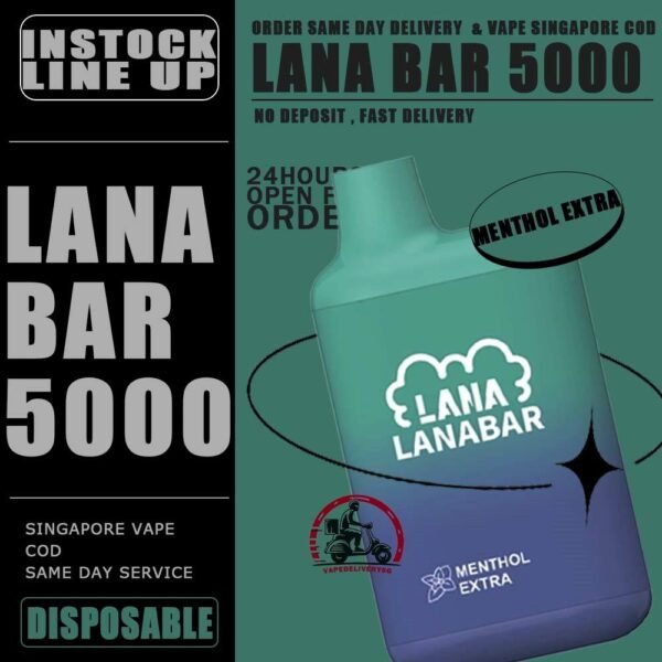 LANA BAR 5000 DISPOSABLE - VAPE DELIVERY SG SINGAPORE The Lana bar 5000 disposable vape launched today has a vaping capacity of 5k puffs and a stylish and beautiful ceramic can shape, which is very popular among electronic cigarette friends. A light sanding process polishes the exterior for a more comfortable grip. LANA VAPE caters to market demands by designing disposable electronic cigarettes with different appearances. The reason why the Lana bar 5000 disposable vape is so popular in the electronic cigarette market is that it has a very good-looking color matching appearance, a very high-quality filter cotton core and a ceramic core, which makes the Lana bar very delicate and smokey It feels very smooth, which greatly brings a better user experience to consumers. It is equipped with a rechargeable battery capacity of 850mAh, so there is no need to worry about the lack of electricity. As long as there is a Type-C charging cable, it can be used at any time. Device charging, which is also a breakthrough in innovation of disposable electronic cigarettes. Specifition : Nicotine : 5% Puffs: 5000puff Battery Capacity: 850 mAh. Type-C Port Rechargeable Battery ⚠️LANA BAR 5000 DISPOSABLE FLAVOUR LINE UP⚠️ Banana Milkshake Banana Ice Blueberry Ice Cream Cappuccino Chocolate Mint Chocolate Strawberry Cold Coke Cranberry Juice Guava Juicy Grape Lush Ice - Watermelon Lychee Longan Ice Lychee Iced Mango Ice Cream Mango Milkshake Menthol Extra Oolong Tea Passion Fruit Peach Grape Banana Peach Oolong Tea Peppermint Puer Tea Root Beer Skittles Sour Apple Strawberry Ice Cream Strawberry Milk Strawberry Watermelon Super Mint Surfing Lemon Sweet Peach Sweet Peach Tea Taro Ice Cream Tea King Tie Guan Yin Vanilla Ice Cream SG VAPE COD SAME DAY DELIVERY , CASH ON DELIVERY ONLY. TAKE BULK ORDER /MORE ORDER PLS CONTACT ME : VAPEDELIVERYSG VIEW OUR DAILY NEWS INFORMATION VAPE : TELEGRAM CHANNEL