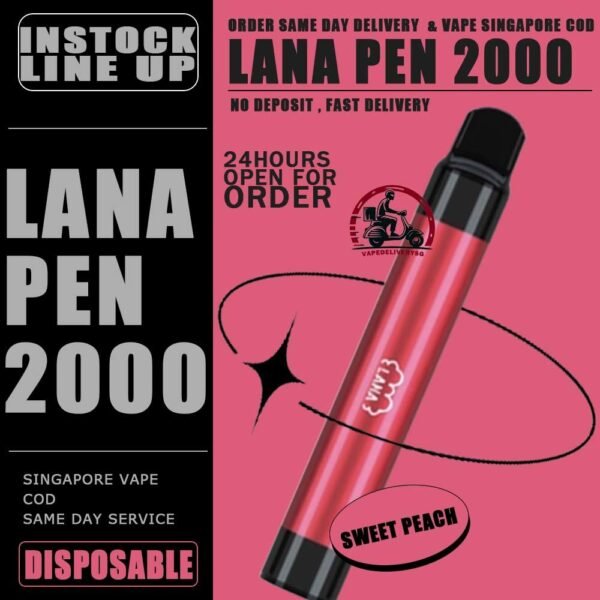 LANA PEN 2000 / 2K DISPOSABLE - VAPE DELIVERY SG SINGAPORE The LANA PEN support 2K puffs Disposable for you ejoy whole day, at our vape shop singapore READY STOCK. It's Non-Rechargeable , Finished after just throwaway! The LANA PEN 2000 DISPOSABLE has a fashionable appearance. It uses a stainless steel tube as a carrier and wraps a layer of transparent glass. Lana always pays attention to the user's comfort and brings customers the ultimate holding experience. The Lana pen is equipped with a high-quality filter cotton core, and the newly developed fog Chemical technology, intelligent temperature control chip, the cigarette holder adopts ergonomic design, which fits most people's lips and creates a natural smoking experience. The Lana pen does not need to be charged repeatedly and can be thrown away after use. The built-in battery capacity of 1000mAh, 6ml of cigarette The oil reserve ensures that users can finish each Lana pen, and each Lana pen can pump 2000puffs on average. Lana pays attention to the use experience of each customer and continuously improves the product, only to bring better products to customers. Specifition : Nicotine : 3.5% E-Liquid : 6ml Capacity : 6ml Non-Rechargeable ⚠️LANA PEN 2000 DISPOSABLE FLAVOUR LIST⚠️ Apple Berry Coke Grape Lush Ice Lychee Mango Milkshake Mineral Mixed Fruit Passion Peach Skittles Strawberry Strw Watermelon Tie Guan Yin Lemon Tart Cantaloupe Super Mint Coconut Juice Lime Passion Fruit SG VAPE COD SAME DAY DELIVERY , CASH ON DELIVERY ONLY. TAKE BULK ORDER /MORE ORDER PLS CONTACT ME : VAPEDELIVERYSG VIEW OUR DAILY NEWS INFORMATION VAPE : TELEGRAM CHANNEL