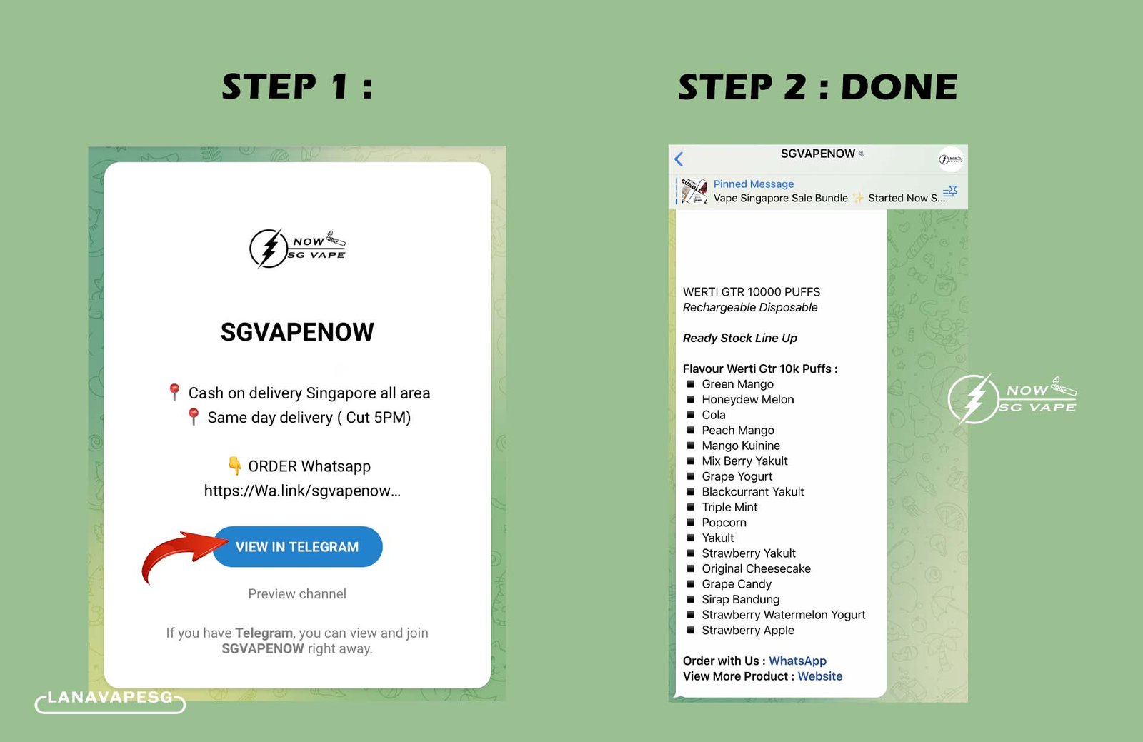How to buy vape in Singapore? You can choose to place an order directly on our website or whatsapp us to place an order with us.