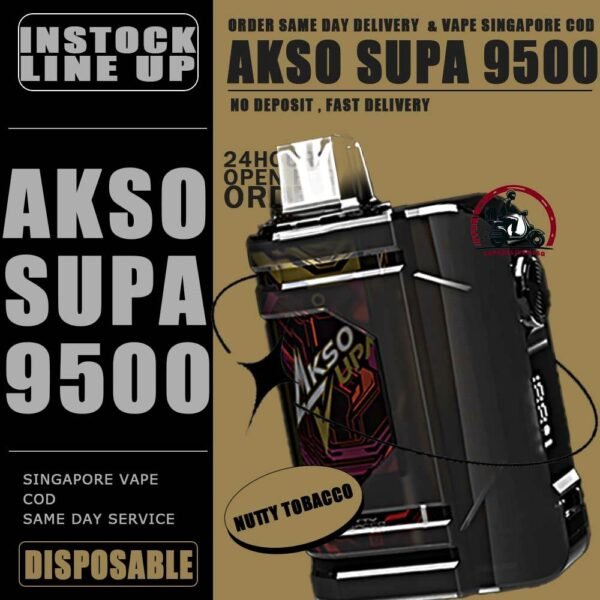 AKSO SUPA 9500 DISPOSABLE - VAPE DELIVERY SG SINGAPORE AKSO SUPA 9500 disposable vape ready stock in our sg singapore store online shop for same day delivery. This Kit are one of the smash-market vape in Malaysia. They pack a rechargeable battery and come prefilled with a whopping 9.5ml of liquid together with an indicator special for battery and liquid level. This allows you to vape longer on a single disposable and makes the AKSO SUPA flavour a great option for traveling, extended road trips, or even just day-to-day use. The Akso Supa 9.5k Puffs is comes with airflow adjustable, same goes with AKSO SUPA. The function for your satisfying your daily vape. The great function of the indicator to alert you the power of battery and the liquid level in the pod. Each AKSO SUPA 9.5k delivers a great flavoring, a satisfying draw and the indicator; three fastors that make for a great disposable. They feel really good in the hand as the rounded it ergonomic to hold vape with. The AKSO SUPA is available more Flavour for you to choose. Specification : Puff: 9500 Puffs E-Liquid: 9.5ML Charging Port: Type C Rechargeable Safety Child Lock Button Adjustable Airflow Nicotine Strength: 50mg / 5% ⚠️AKSO SUPA 9500 DISPOSABLE FLAVOUR LIST⚠️ Apple Asam Boi Blackcurrant Yakult Creamy Milk Ice Cream Cake Mango Yacult Rootbeer Solero Strawberry Vanilla Donut Vanilla Latte Yakult Nutty Tobacco Blackberry Ice ⚠️ICE SERIES⚠️ Taro Ice Cream Super Ice Mint Green Grapes Lychee Longan ⚠️BOOST SERIES⚠️ Mango Ice Watermelon Ice Guava Asam Grape Ice Melony Gum Strawberry Gum SG VAPE COD SAME DAY DELIVERY , CASH ON DELIVERY ONLY. TAKE BULK ORDER /MORE ORDER PLS CONTACT ME : VAPEDELIVERYSG VIEW OUR DAILY NEWS INFORMATION VAPE : TELEGRAM CHANNEL