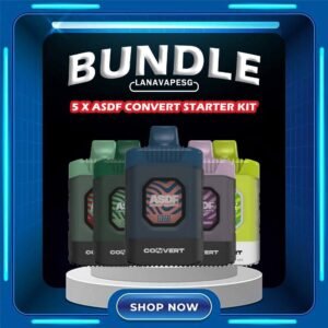 5 X ASDF CONVERT 10K STARTER KIT Package Include : 5 X ASDF CONVERT 10K STARTER KIT FREE DELIVERY The ASDF Vape 10000 Disposable Cheaper Package In our Lana Vape Sg - Singapore Store Ready Stock and same day delivery . ASDF Vape 10000 PUFFS disposable vape starter kit is a Malaysia local brand. The Vapetape is under ASDF company also. The ASDF Convert 10K is a Prefilled pod system. The Full set included a flavour pod and a reuseable battery. There is a led battery indicator. It show green light when battery percentage is 71%-100% , blue light when 26%-70% and turns red light when battery percent less than 25%. Specification : Colour : 2 options Battery Volume : 500 mAh Charging : Rechargeable with Type C Fully Charged Time : 15mins Battery Indicator ⚠️ASDF CONVERT 10000 PUFFS STARTER KIT FLAVOUR AVAILABLE⚠️ Hawaiiamm Pineapple Strawberry Yogurt Strawberry Pear Double Mango Mango Peach Berry Peach Strawebrry Peach Berries Lemon Mango Lychee Aloe Vera Fruity Lychee Mixed Bubblegum Grape Yogurt SG VAPE COD SAME DAY DELIVERY , CASH ON DELIVERY ONLY. ORDER BEFORE 5PM , SAME DAY NIGHT SLOT 7PM – 10PM RECEIVED PARCEL. TAKE BULK ORDER /MORE ORDER PLS CONTACT US : LANAVAPESG WHATSAPP VIEW OUR DAILY NEWS INFORMATION VAPE : LANAVAPESG CHANNEL