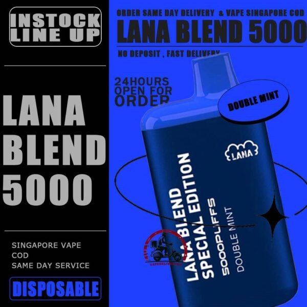 LANA BLEND EDITION 5000 DISPOSABLE - VAPE DELIVERY SG SINGAPORE Lana Blend Edition 5000 Disposable Tie Guan Yin Vape is a compact and stylish disposable vape kit that offers a convenient and satisfying vaping experince,it is perfect for those who prefer a simple yet stylish look. One of the standout features of the Lanabar 5000 is its flavour optiones. The device offers a range of flavours to choose from, each with its own unique taste profile. The flavours are well-balanced do not contain any harsh or irritant ingredients, making for a smooth and enjoyable vaping exprience. whether you prefer sweet, fruity or menthol flavors, the lanabar 5000 has something for everyone. Another advantage of the lanabar 5000 is its size and portability. Specifications : Puff : 5000 Puffs Nicotine : 3% Capacity : 13ml Battery : 850mAh Charging : Rechargeable with Type C ⚠️LANA BLEND SPECIAL 5000 FLAVOUR LINE UP⚠️ Aloe Yogurt Mango Peach Ice Strawberry Mango Ice Grape Apple Ice Grape Honey Grape Bubblegum Double Mint Chrysanthemum Tea Ice Lemon Tea Sea Salt Lemon Tie Guan Yin Yakult Watermelon Bubblegum Honeydew Watermelon Pomelo White Tea SG VAPE COD SAME DAY DELIVERY , CASH ON DELIVERY ONLY. TAKE BULK ORDER /MORE ORDER PLS CONTACT ME : VAPEDELIVERYSG VIEW OUR DAILY NEWS INFORMATION VAPE : TELEGRAM CHANNEL