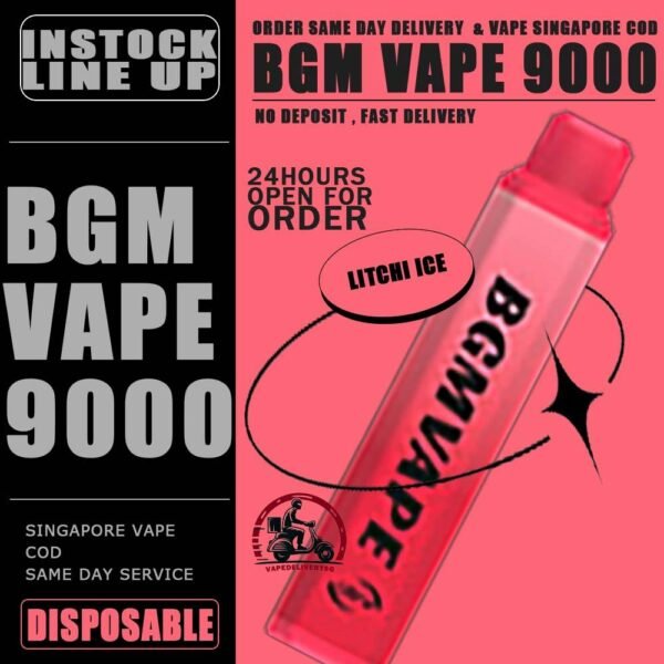 BGM VAPE 9000 DISPOSABLE - VAPE DELIVERY SG SINGAPORE Bgm Vape Ultra Rechargeable Disposable comes with a massive 9000 puffs. Singapore Vaper no need worries not enough to use. The device is portable and light, vaper can bring it to anywhere with hassle-free . BGM vape flavours is focusing in cold and fruit-based. The best seller flavors are tie guan yin, superb mint and mango melon. Specification : Puff : 9000 Puffs Volume : 12ML Flavour Charging : Rechargeable with Type C Coil : Mesh Coil Fully Charged Time : 20mins Nicotine Strength : 5% ⚠️BGM VAPE 9000 FLAVOUR LINE UP⚠️ Yacult Orange Jasmine Tea Mango Melon Litchi Ice Yacult Grape Tie Guan Yin Luch Ice Superb Mint Fuji Apple Pure Passion Peach Oolong Double Melon Pure Grape watermelon lychee Taro Creamy Peach Lychee Watermelon Black Tea SG VAPE COD SAME DAY DELIVERY , CASH ON DELIVERY ONLY. TAKE BULK ORDER /MORE ORDER PLS CONTACT ME : VAPEDELIVERYSG VIEW OUR DAILY NEWS INFORMATION VAPE : TELEGRAM CHANNEL