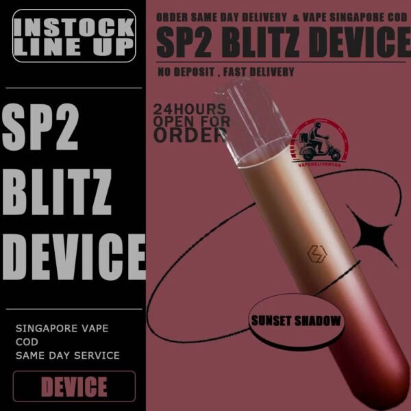 SP2 BLITZ DEVICE - VAPE DELIVERY SG SINGAPORE SP2 DEVICE, as known as SP2S, is all-in-one closed pod system produced by Spring Time. It powered by 350mAh built-in battery and equipped with transparent crystal pod flavour with BLITZ light. With pre-filled 2ml e-liquid, the SP2 Blitz brings an easy vape for portability and ease of use. SP2 has a vibration reminder after taking over 15 puff within 10min. The LED light indicator display red light during charging, and light off after the battery is fully charged. The LED light flashes 10 times to indicate low power. SP2 pod starter kit comes with rechargeable SP2s device usb Type C cable. The magnet on both battery and pod cartridge for easy plug and play. Features: Built-in Battery 350mAh Maximum Wattage: 10-15W Magnetic Pod Connection Full Charge 40min last up to 300-500 puff Specification : Built-in Battery 350mAh Maximum Wattage: 10-15W Magnetic Pod Connection Full Charge 40min last up to 300-500 puff Package Included : 1 x Device 1 x Type-C Cable ⚠️SP2 BLITZ DEVICE COMPATIBLE POD WITH⚠️ SP2 POD LANA POD ZEUZ POD ZENO POD GENESIS POD R-ONE POD KIZZ POD J13 POD ⚠️SP2 DEVICE COLOUR LINE UP⚠️ Pearl White Quasars Green Samurai Blue Romance Red Gold Generation Gun Metal Galaxy Blue Sunset Shadow SG VAPE COD SAME DAY DELIVERY , CASH ON DELIVERY ONLY. TAKE BULK ORDER /MORE ORDER PLS CONTACT ME : VAPEDELIVERYSG VIEW OUR DAILY NEWS INFORMATION VAPE : TELEGRAM CHANNEL
