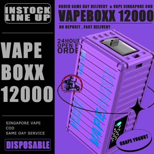 VAPEBOXX 12000 DISPOSABLE - VAPE DELIVERY SG SINGAPORE The VAPEBOXX 12000 Puffs disposable box from VAULT VAPE is an innovative addition to the vaping market, offering an impressive puff capacity of 12,000 hits with a 5% nicotine concentration. Overall, the VAPEBOXX 12000 Puffs disposable box appears to combine a high puff count with several user-friendly features, making it an appealing choice for vapers seeking convenience, performance, and customization options. Specifition : Smart Screen Display Hidden Foldable TIP Explosive Cloud Adjustable Airflow Convenient Landyard Compatible ⚠️VAPEBOXX 12000 DISPOSABLE FLAVOUR LIST⚠️ Hazelnut Coffee Honeydew Melon Gummy Bear Grape Yogurt Double Mango Solero Ice Cream Energy Bull Strawberry Ice Cream Grape Apple Mixed Fruits Sour Bubblegum Original Yakult Grape Sparkling Green Apple Sparkling Lychee Sparkling Blackcurrant Grape Watermelon Bubblegum Kiwi Strawberry Apple American Oat Energy Drink Freezy Grape Grapple Lychee Ice Mango Ice Mineral Water Pineapple Sparkling Cola Strawberry Ice Watermelon Ice SG VAPE COD SAME DAY DELIVERY , CASH ON DELIVERY ONLY. TAKE BULK ORDER /MORE ORDER PLS CONTACT ME : VAPEDELIVERYSG VIEW OUR DAILY NEWS INFORMATION VAPE : TELEGRAM CHANNEL