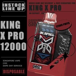 KING X PRO 12000 DISPOSABLE - VAPE DELIVERY SG SINGAPORE The King X Pro 12000 Disposable is a high-capacity vape device offering approximately 12,000 puffs. With a nicotine concentration of 50mg (5%), it features a child-lock safety mechanism and a booster button for enhanced vaping experiences. This King-X 12k Puffs rechargeable pod device comes with a rechargeable battery and a charging port, ensuring convenience and longevity in use. Offering a prolonged vaping experience, it’s designed for those seeking extended use without the hassle of frequent replacements. With the King X's wide selection of expertly made e-liquid alternatives, you may lose yourself in a world of flavour. Every flavour profile, from juicy fruits to rich sweets, has been carefully crafted. Specifition : Nicotine 50mg (5%) Approx. 12000 puffs Child-Lock Safety Booster Button Rechargeable Battery Charging Port: Type-C ⚠️KING X PRO 12000 DISPOSABLE FLAVOUR LINE UP⚠️ Fresh Watermelon Juice Guava Grape Lychee Berries Mix Mango Guava Watermelon Peanut Oreo Cookie Rootbeer Solero Ice Cream Strawberry Cheesecake Unicorn Milk Watermelon Candy Blackcurrant Honeydew Strawberry Mango Strawberry Watermelon Watermelon Mango Ice Coffee Hazelnut Peanut Butter Choco Peanut Corn Pancake Lemon Drop Sparkling Apple Punch Strawberry Pine Melon SG VAPE COD SAME DAY DELIVERY , CASH ON DELIVERY ONLY. TAKE BULK ORDER /MORE ORDER PLS CONTACT ME : VAPEDELIVERYSG VIEW OUR DAILY NEWS INFORMATION VAPE : TELEGRAM CHANNEL