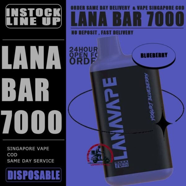 LANA BAR 7000 DISPOSABLE - VAPE DELIVERY SG SINGAPORE The Lana Bar 7000 Puffs is a Yogurt series , compact and stylish disposable vape kit that offers a convenient and satisfying vaping experience, it is perfect for those who prefer a simple yet stylish look. One of the standout features of the Lanabar 7000 is its flavor options. The device offers a range of flavors to choose from, each with its own unique taste profile. The flavors are well-balanced and do not contain any harsh or irritant ingredients, making for a smooth and enjoyable vaping experience. Whether you prefer sweet, fruity, or menthol flavors, This vape has something for everyone. Specification : Nicotine Strength :3% 30mg Battery Capacity : 850mAh Charing Port : Rechargeable Type-C E-liquied Capacity :10ml ⚠️LANA BAR 7000 FLAVOUR LINE UP⚠️ Aloe Blueberry Grape Mango Orange Passion Fruit Peach Mango Peach Ribena Strawberry Watermelon SG VAPE COD SAME DAY DELIVERY , CASH ON DELIVERY ONLY. TAKE BULK ORDER /MORE ORDER PLS CONTACT ME : VAPEDELIVERYSG VIEW OUR DAILY NEWS INFORMATION VAPE : TELEGRAM CHANNEL