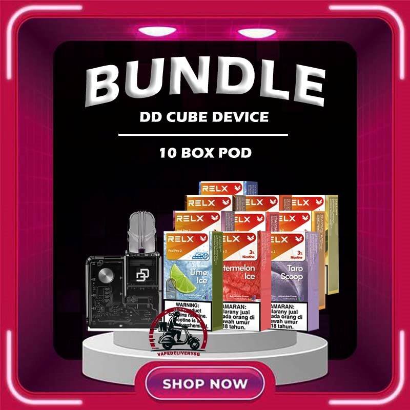 DD CUBE BUNDLE 275 - VAPE DELIVERY SG SINGAPORE Sale of bundle package DD CUBE DEVICE BUNDLE 275 , choose 1 Device & 10 x Boxes Relx Infinity Pod flavour get lowest price at VAPE DELIVERY SG SINGAPORE SHOP! The DD CUBE VAPE DEVICE Crystal transparent shell, users can clearly see the exquisite SMT process and DES precision engraving circuit inside the fuselage through the fully transparent shell, as well as the internal components such as chips, motherboards, batteries, screws, etc., which is full of technology. Function Introduction : Combining all 1st and 4th generation pods, more different pod connectors will be launched next Cube's own vape cartridge, supports 0.5 and 0.7 cotton wicks and automatically switches to 20 watts Combine IQOS pods, Heets, and all HNB pods Switch between large and small horsepower, small horsepower 7.5 watts / high horsepower 10 watts Strobe lights can be switched on and off, 8 LED lights with built-in chips Use hints for beautiful running LED lights The power supply can be switched on and off, and the Cube can enter a complete shutdown state The body is light and small at 48 grams, 15mm x 50mm x 50mm Support USB C fast charging Large capacity battery 500mAh Package Include : 1 x DD CUBE DEVICE 10 x BOX Relx Infinity Pod (TOTAL: 30 PODS) Free Delivery Charge ⚠️DD CUBE DEVICE COLOR LINE UP⚠️ Crystal Clear-White Fushchia Blush-Pink Yellow Obsidian Black-Black Turquoise Sky-Blue Green SG VAPE COD SAME DAY DELIVERY , CASH ON DELIVERY ONLY. TAKE BULK ORDER /MORE ORDER PLS CONTACT ME : VAPEDELIVERYSG VIEW OUR DAILY NEWS INFORMATION VAPE : TELEGRAM CHANNEL