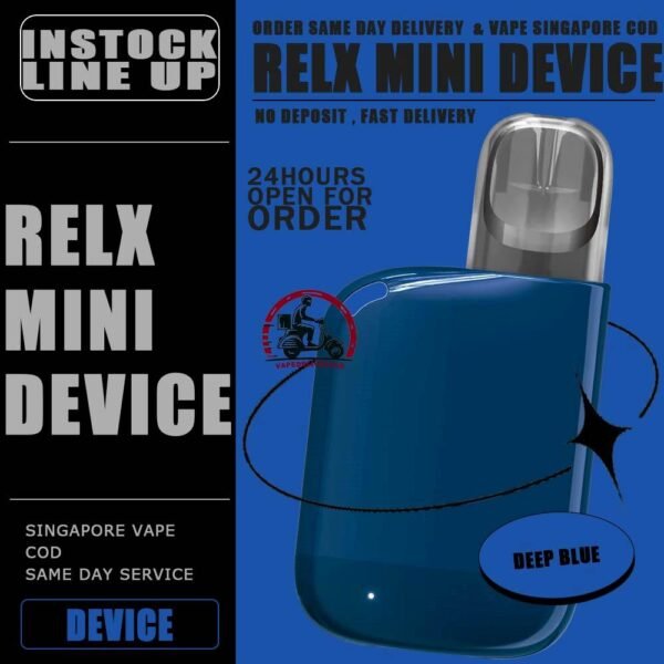 RELX MINI DEVICE - VAPE DELIVERY SG SINGAPORE Explore the enhanced vaping experience offered by RELX Mini Device. RELX Mini Device is a unique vaping device that offers the convenience of disposable vapes with the sustainability of a box mod. With features like a rechargeable battery, Vcot™ tech for enhanced flavor, and customization options for e-liquid pods, it stands out in the market. It is also environmentally friendly, promoting a greener future with its rechargeable design. The RELX Mini Device is compatible with RELX Pod Pro 2, RELX Pod Pro, and RELX Pod Real. However, it is recommended to use it with the RELX Pod Real for optimal functionality. Experience better taste with Vcot™ tech and choose from a variety of flavors for a personalized vaping experience. Specification: Battery Capacity: 440mAh Size: 52mm x 40mm x 16mm Weight: 15g Resistance Range: 1.0ohm - 1.2ohm Compatible Pod Brands: Relx Infinity Pod Relx Pod Real ⚠️RELX MINI COLOR LINE UP⚠️ Bright Yellow Deep Blue SG VAPE COD SAME DAY DELIVERY , CASH ON DELIVERY ONLY. TAKE BULK ORDER /MORE ORDER PLS CONTACT ME : VAPEDELIVERYSG VIEW OUR DAILY NEWS INFORMATION VAPE : TELEGRAM CHANNEL