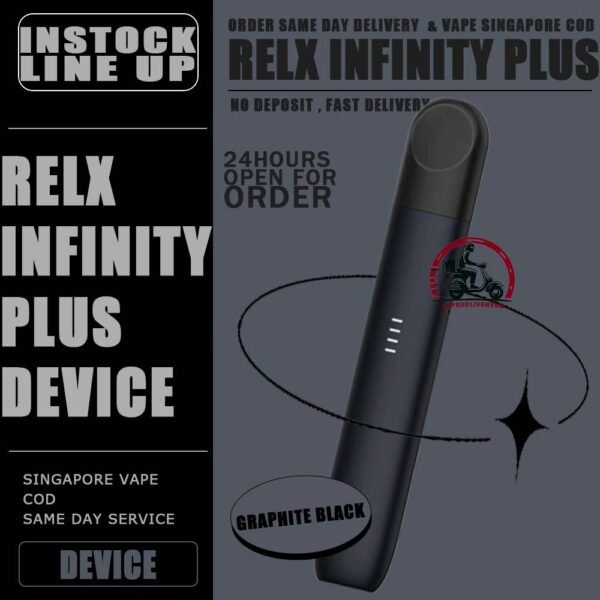 RELX INFINITY PLUS DEVICE - VAPE DELIVERY SG SINGAPORE The Relx Infinity Plus / Phantom Device Has a 380mAh battery provides a longer battery life,letting you vape through the day without worries od the power running out. The unique 4-scale battery indicator design on the Phantom's body can display the remaining battery and charging progress at any time, so as to relieve the user's anxiety about the unknown battery. At the same time, technological breakthroughs have been achieved in terms of charging speed, battery capacity, oil leakage prevention technology, and material technology. In terms of power consumption, RELX Phantom uses type-C standard interface input. Compared with RELX’s first-generation products, the new product’s battery capacity has increased by 9% and the charging efficiency has increased by 31%. In addition, the Phantom has been improved and upgraded in ten performance aspects such as oil leakage prevention, suction experience, product safety, service life, and product feel, and the product strength has been comprehensively improved. In terms of oil leakage prevention, the Phantom pod system uses an 11-layer labyrinth structure, and its oil leakage prevention capability is 40% higher than that of the RELX first generation. The innovatively increased design of the independent pressure relief hole at the bottom of the pod system can balance the pressure difference between the inside and outside of the pod system, which greatly eliminates the risk of self-starting, and takes into account product sensitivity and safety. Package Included : 1 x RELX INFINITY PLUS Device 1 x USB Type-C charging cable ⚠️RELX INFINITY PLUS DEVICE COMPATIBLE WITH⚠️ ISHO INFINITY POD LANA INFINITY POD RELX INFINITY POD ZEUZ INFINITY POD ⚠️RELX INFINITY PLUS DEVICE COLOR LINE UP⚠️ Graphite Black Iris Blue Flame Orange Morning Frost Green Moon Silver Frosted White Sparkling Lake SG VAPE COD SAME DAY DELIVERY , CASH ON DELIVERY ONLY. TAKE BULK ORDER /MORE ORDER PLS CONTACT ME : VAPEDELIVERYSG VIEW OUR DAILY NEWS INFORMATION VAPE : TELEGRAM CHANNEL