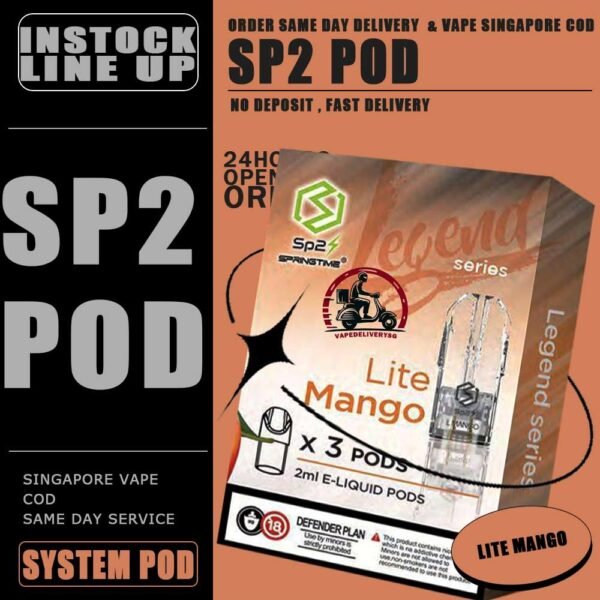 SP2 POD FLAVOUR - VAPE DELIVERY SG SINGAPORE SP2 Pod Legend Flavour also known as SPRINGTIME. Pod Flavour starter kit comes with rechargeable device with usb Type C cable. The magnet on both battery and pod cartridge for easy plug and play. SP2 Brand from Pod & Device categories , Our Sg Vape Center was founded by former smokers. SP2 Pod Legend Flavour also known as SPRINGTIME. Pod Flavour starter kit comes with rechargeable device with usb Type C cable. The magnet on both battery and pod cartridge for easy plug and play. Specifications : Nicotine 3% Capacity 2ml per pod Package Included : 1 Pack of 3 pods ⚠️SP2 POD COMPATIBLE DEVIE WITH⚠️ DARK RIDER 3S DEVICE DD CUBE INSTAR DEVICE RELX CLASSIC DEVICE SP2 BLTIZ DEVICE SP2 LEGENDAA DEVICE SP2 M SERIES DEVICE ZEUZ DEVICE ⚠️SP2 POD FLVAOUR LINE UP⚠️ Alpha Tobacco Energy Drink (100Plus) Baby Taro Bubblegum x Lime Cola Double Mint Green Bean Guava Gummy Honeydew Nes Coffee Jasmine Green Tea Lemonade Long Jing Tea Pure Lychee Lite Mango Vita Orange Secret Passion Summer Pineapple Rootbeer Rose Tea Ruby Strawberry Tasty Peach Tie Guan Yin Tropical Pear Tropical SG (Fruit Punch) Watermelon White Grape Grapefruit Jasmine Tea Green Apple Rich Yakultory Sparkling Lemon Icy Herbal Tea Golden Chrysanthemum Lime Fizzy Zes Tea Himalaya Tie Guan Yin Himalaya Mineral Himalaya Jasmine SG VAPE COD SAME DAY DELIVERY , CASH ON DELIVERY ONLY. TAKE BULK ORDER /MORE ORDER PLS CONTACT ME : VAPEDELIVERYSG VIEW OUR DAILY NEWS INFORMATION VAPE : TELEGRAM CHANNEL