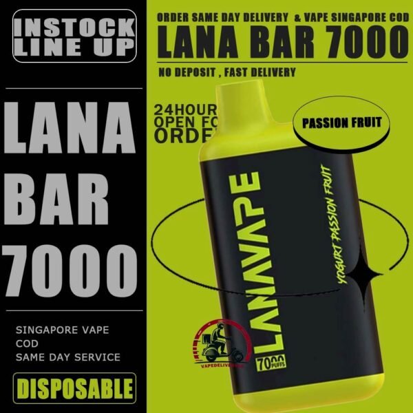 LANA BAR 7000 DISPOSABLE - VAPE DELIVERY SG SINGAPORE The Lana Bar 7000 Puffs is a Yogurt series , compact and stylish disposable vape kit that offers a convenient and satisfying vaping experience, it is perfect for those who prefer a simple yet stylish look. One of the standout features of the Lanabar 7000 is its flavor options. The device offers a range of flavors to choose from, each with its own unique taste profile. The flavors are well-balanced and do not contain any harsh or irritant ingredients, making for a smooth and enjoyable vaping experience. Whether you prefer sweet, fruity, or menthol flavors, This vape has something for everyone. Specification : Nicotine Strength :3% 30mg Battery Capacity : 850mAh Charing Port : Rechargeable Type-C E-liquied Capacity :10ml ⚠️LANA BAR 7000 FLAVOUR LINE UP⚠️ Aloe Blueberry Grape Mango Orange Passion Fruit Peach Mango Peach Ribena Strawberry Watermelon SG VAPE COD SAME DAY DELIVERY , CASH ON DELIVERY ONLY. TAKE BULK ORDER /MORE ORDER PLS CONTACT ME : VAPEDELIVERYSG VIEW OUR DAILY NEWS INFORMATION VAPE : TELEGRAM CHANNEL