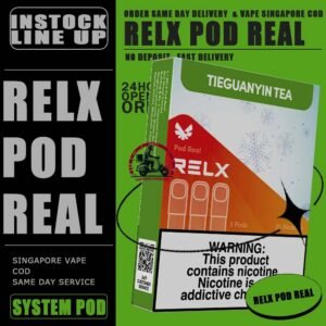 RELX POD REAL - VAPE DELIVERY SG SINGAPORE The RELX Pod Real comes in a package of 3 pods, offering a more cost-effective option at less than RM10.7 per pod. Powered by VCOT technology, the RELX Pod Real delivers superior cooling and richness with a 25% increase. Each pod offers up to 1000 puffs, cumulatively offering up to 3,000 puffs in the 3-pod pack, to ensure a lasting good taste experience. Featuring a visible tank to prevent burnt taste, it also provides exclusive flavors like Chrysanthemum Tea and Sour Plum Cola. Specification: Capacity: 2ML per pods Package: 3 pods Nicotine Strength: 3% Approximately Puffs: 100 per pods Compatible Device with : Relx Infinity 2 Device Relx Mini Device ⚠️RELX POD REAL FLAVOUR LINE UP⚠️ Chrysanthemum Tea Grape TieGuanYin Icy Mineral Water Longjing Tea Matcha Frappe Orange Americano Pineapple Pink Guava Root Beer Sakura Grape Salty Caramel Coffee Sea Salt Lemon Sea Salt Mango Sour Haw Flakes Sour Plum Cola Strawberry Burst Tie Guan Yin SG VAPE COD SAME DAY DELIVERY , CASH ON DELIVERY ONLY. TAKE BULK ORDER /MORE ORDER PLS CONTACT ME : VAPEDELIVERYSG VIEW OUR DAILY NEWS INFORMATION VAPE : TELEGRAM CHANNEL