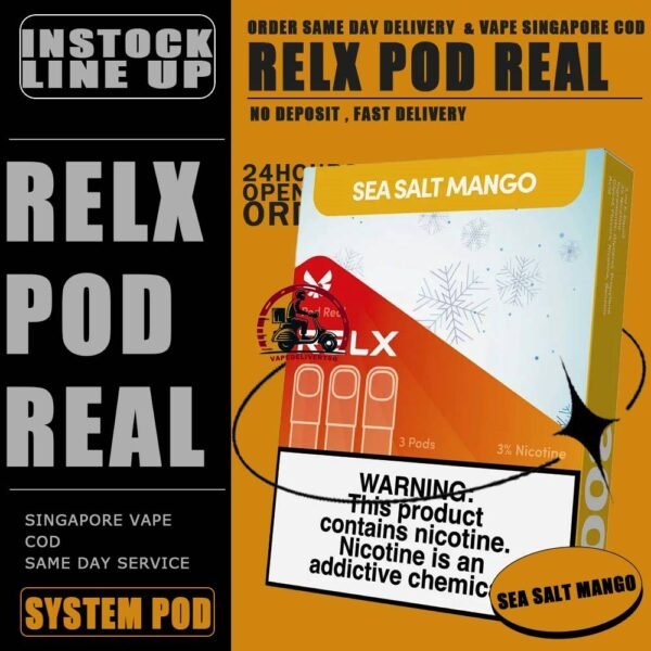RELX POD REAL - VAPE DELIVERY SG SINGAPORE The RELX Pod Real comes in a package of 3 pods, offering a more cost-effective option at less than RM10.7 per pod. Ready Stock at our singapore vape delivery sg , order with us get it same day received ! Powered by VCOT technology, the RELX Pod Real delivers superior cooling and richness with a 25% increase. Each pod offers up to 1000 puffs, cumulatively offering up to 3,000 puffs in the 3-pod pack, to ensure a lasting good taste experience. Featuring a visible tank to prevent burnt taste, it also provides exclusive flavors like Chrysanthemum Tea and Sour Plum Cola. Specification: Capacity: 2ML per pods Package: 3 pods Nicotine Strength: 3% Approximately Puffs: 100 per pods Compatible Device with : Relx Infinity 2 Device Relx Mini Device ⚠️RELX POD REAL FLAVOUR LINE UP⚠️ Chrysanthemum Tea Grape TieGuanYin Icy Mineral Water Longjing Tea Matcha Frappe Orange Americano Pineapple Pink Guava Root Beer Sakura Grape Salty Caramel Coffee Sea Salt Lemon Sea Salt Mango Sour Haw Flakes Sour Plum Cola Strawberry Burst Tie Guan Yin SG VAPE COD SAME DAY DELIVERY , CASH ON DELIVERY ONLY. TAKE BULK ORDER /MORE ORDER PLS CONTACT ME : VAPEDELIVERYSG VIEW OUR DAILY NEWS INFORMATION VAPE : TELEGRAM CHANNEL