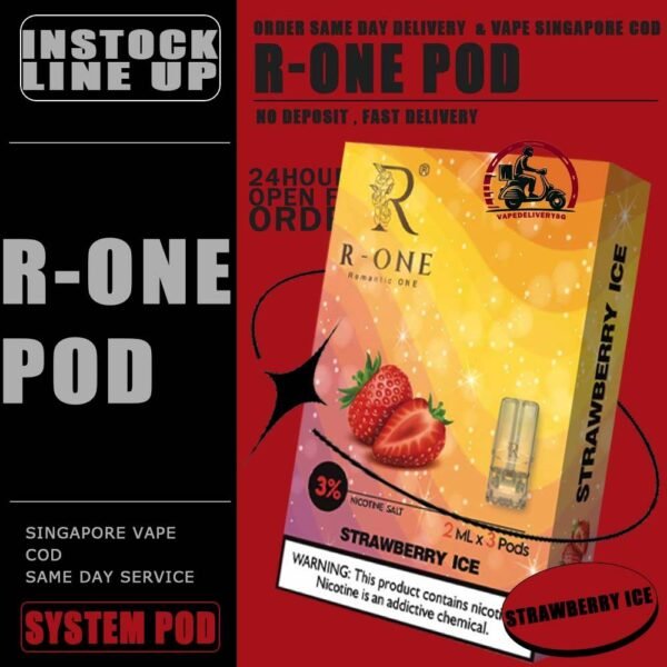 R-ONE POD - VAPE DELIVERY SG SINGAPORE R-One or Romantic One Pod , it all started from our founder’s spouse was a cigarette smoker. In order to help his spouse quit smoking, he created this brand, and name it after R-One or Romantic One Flavour, because everthing started just to help his ONLY ONE. Discover out signature Cool Mint Flavour, alongside popular options like Infinity Pod Watermelon Ice, Grape Ice , Bluberry , Energy Drink, Mango Ice, and Taro Ice Cream. For those craving extra sweetness, you can also enjoy Cola Ice or 100% Drink flavors. Specification : Capacity : 2ML Nicotine : 3% Package Included : 1 Pack of 3 Pods ⚠️R-ONE COMPATIBLE WITH DEVICE⚠️ RELX DEVICE SP2 | SP2 M SERIES | LEGEND DEVICE DARK RIDER 3 | DD CUBE ZEUZ DEVICE INSTAR DEVICE WUUZ DEVICE R-ONE DEVICE DD TOUCH DEVICE ⚠️R-ONE POD FLAVOUR LINE UP⚠️ 100% Drink Banana Ice Black Current Blueberry Ice Cola Ice Cool Mint Cuba Tobacco Energy Drink Grapes Ice Green Bean Ice Long Jing Tea Lychee Ice Mango Ice Melon Ice Mocha Coffee Old Popsicle Passion Fruit Ice Peach Ice Pineapple Ice Sour Apple – Apple Juices Ice Strawberry Ice Taro Ice Cream Watermelon Ice Yakult White Grape SG VAPE COD SAME DAY DELIVERY , CASH ON DELIVERY ONLY. TAKE BULK ORDER /MORE ORDER PLS CONTACT ME : VAPEDELIVERYSG VIEW OUR DAILY NEWS INFORMATION VAPE : TELEGRAM CHANNEL