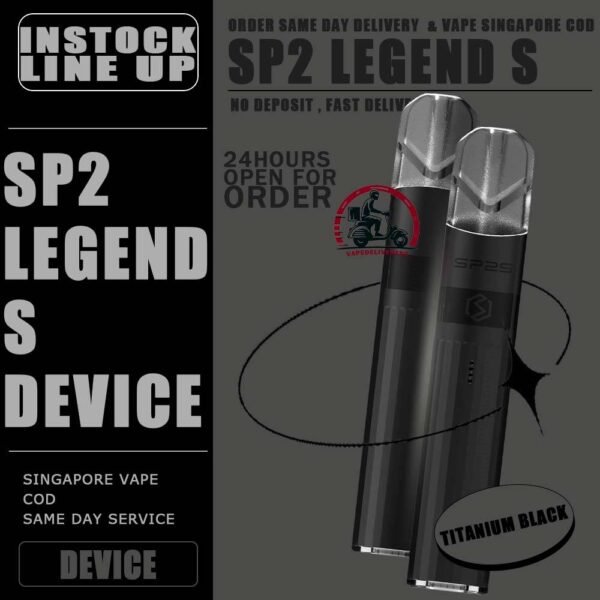 SP2 LEGEND S DEVICE - VAPE DELIVERY SG SINGAPORE Introducing the latest SP2 device, featuring a sophisticated titanium-colored design enhanced by a spectrum of vibrant hues. The SP2 LEGEND DEVICE Ready stock at our vape delivery sg , singapore shop online! The Device features for seamless usage: Buttonless power mode switch between 8W and 9W for personal preference of strength. Battery level indicator ensures you're never caught off guard. Enjoy lightning-fast charging capabilities for uninterrupted usage. Illuminate your experience with lighted pods for added flair and visibility. Stay informed with vibration alerts, keeping you notified on over consumption. Specification : Battery Capacity: 380 mAh Fast Charging Time: 15-30 mins Full Power Puffs of Pod: 300-350 puffs Heating Wire Resistance: 1-1.2 ohm Packaging Includes : SP2 LEGEND S DEVICE TYPE-C Charging Cable Compatible Pod With : SP2 POD ⚠️SP2 LEGEND S COLOR LINE UP⚠️ Titanium Black Titanium Blue Titanium Natural Titanium Pink Titanium Red Titanium Silver Titanium White SG VAPE COD SAME DAY DELIVERY , CASH ON DELIVERY ONLY. TAKE BULK ORDER /MORE ORDER PLS CONTACT ME : VAPEDELIVERYSG VIEW OUR DAILY NEWS INFORMATION VAPE : TELEGRAM CHANNEL