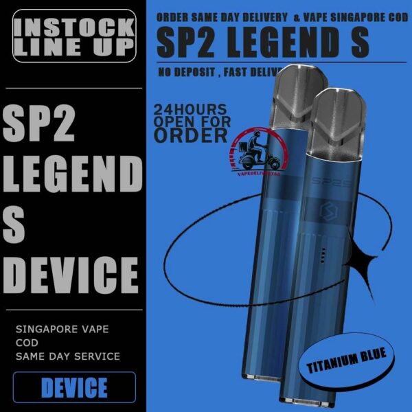 SP2 LEGEND S DEVICE - VAPE DELIVERY SG SINGAPORE Introducing the latest SP2 device, featuring a sophisticated titanium-colored design enhanced by a spectrum of vibrant hues. The SP2 LEGEND DEVICE Ready stock at our vape delivery sg , singapore shop online! The Device features for seamless usage: Buttonless power mode switch between 8W and 9W for personal preference of strength. Battery level indicator ensures you're never caught off guard. Enjoy lightning-fast charging capabilities for uninterrupted usage. Illuminate your experience with lighted pods for added flair and visibility. Stay informed with vibration alerts, keeping you notified on over consumption. Specification : Battery Capacity: 380 mAh Fast Charging Time: 15-30 mins Full Power Puffs of Pod: 300-350 puffs Heating Wire Resistance: 1-1.2 ohm Packaging Includes : SP2 LEGEND S DEVICE TYPE-C Charging Cable Compatible Pod With : SP2 POD ⚠️SP2 LEGEND S COLOR LINE UP⚠️ Titanium Black Titanium Blue Titanium Natural Titanium Pink Titanium Red Titanium Silver Titanium White SG VAPE COD SAME DAY DELIVERY , CASH ON DELIVERY ONLY. TAKE BULK ORDER /MORE ORDER PLS CONTACT ME : VAPEDELIVERYSG VIEW OUR DAILY NEWS INFORMATION VAPE : TELEGRAM CHANNEL