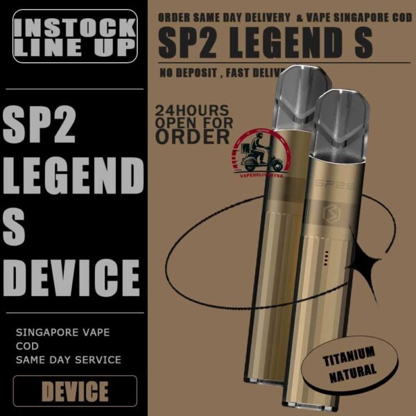 SP2 LEGEND S DEVICE - VAPE DELIVERY SG SINGAPORE Introducing the latest SP2 device, featuring a sophisticated titanium-colored design enhanced by a spectrum of vibrant hues. The SP2 LEGEND DEVICE Ready stock at our vape delivery sg , singapore shop online! The Device features for seamless usage: Buttonless power mode switch between 8W and 9W for personal preference of strength. Battery level indicator ensures you're never caught off guard. Enjoy lightning-fast charging capabilities for uninterrupted usage. Illuminate your experience with lighted pods for added flair and visibility. Stay informed with vibration alerts, keeping you notified on over consumption. Specification : Battery Capacity: 380 mAh Fast Charging Time: 15-30 mins Full Power Puffs of Pod: 300-350 puffs Heating Wire Resistance: 1-1.2 ohm Packaging Includes : SP2 LEGEND S DEVICE TYPE-C Charging Cable Compatible Pod With : SP2 POD ⚠️SP2 LEGEND S COLOR LINE UP⚠️ Titanium Black Titanium Blue Titanium Natural Titanium Pink Titanium Red Titanium Silver Titanium White SG VAPE COD SAME DAY DELIVERY , CASH ON DELIVERY ONLY. TAKE BULK ORDER /MORE ORDER PLS CONTACT ME : VAPEDELIVERYSG VIEW OUR DAILY NEWS INFORMATION VAPE : TELEGRAM CHANNEL