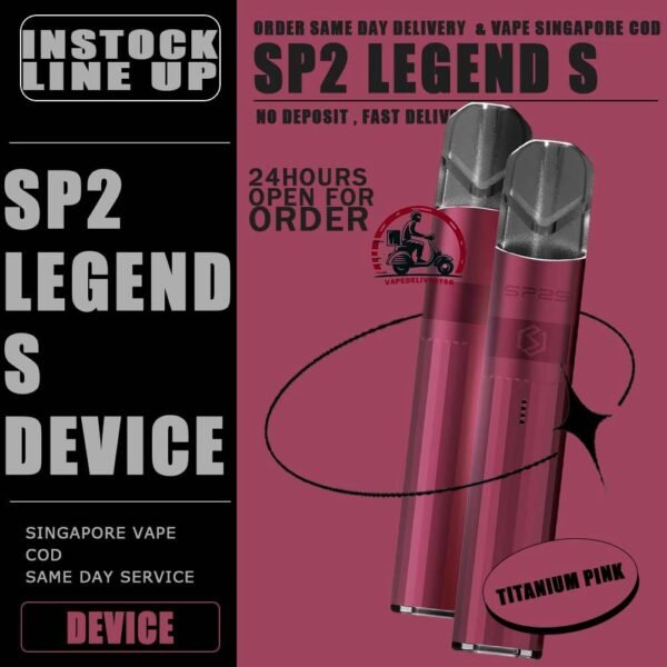 SP2 LEGEND S DEVICE - VAPE DELIVERY SG SINGAPORE Introducing the latest SP2 device, featuring a sophisticated titanium-colored design enhanced by a spectrum of vibrant hues. The SP2 LEGEND DEVICE Ready stock at our vape delivery sg , singapore shop online! The Device features for seamless usage: Buttonless power mode switch between 8W and 9W for personal preference of strength. Battery level indicator ensures you're never caught off guard. Enjoy lightning-fast charging capabilities for uninterrupted usage. Illuminate your experience with lighted pods for added flair and visibility. Stay informed with vibration alerts, keeping you notified on over consumption. Specification : Battery Capacity: 380 mAh Fast Charging Time: 15-30 mins Full Power Puffs of Pod: 300-350 puffs Heating Wire Resistance: 1-1.2 ohm Packaging Includes : SP2 LEGEND S DEVICE TYPE-C Charging Cable Compatible Pod With : SP2 POD ⚠️SP2 LEGEND S COLOR LINE UP⚠️ Titanium Black Titanium Blue Titanium Natural Titanium Pink Titanium Red Titanium Silver Titanium White SG VAPE COD SAME DAY DELIVERY , CASH ON DELIVERY ONLY. TAKE BULK ORDER /MORE ORDER PLS CONTACT ME : VAPEDELIVERYSG VIEW OUR DAILY NEWS INFORMATION VAPE : TELEGRAM CHANNEL