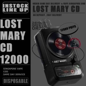 LOST MARY CD 12000 DISPOSABLE - VAPE DELIVERY SG SINGAPORE The Lost Mary CD 12000 Puffs Disposable ,your ultimate vaping companion in Sri Lanka. This innovative device features a unique spinning disc design and comes with a stylish lanyard and device decal. With a generous 12ml e-liquid capacity and up to 12,000 puffs, it’s built to last. The powerful dual mesh system offers a choice between Smooth Mode at 9W and Turbo Mode at 14W for a customized vaping experience. Designed for convenience, it includes a secure magnetic connection and a Type-C charging port. Enjoy a range of delicious flavors and keep your vaping stylish and effortless. Also, you can use POD with kit. The 4 Color LED Indicator Promptly display battery levels (Green , Blue , Red and mode switches (Orange)). All in instant. Display battery levels and mode switches Green: 100% - 50% Blue: 50% - 20% Red: Less than 20% Orange: Mode Switches STARTER KIT Package Include : X1 LOST MARY 12K Device Battery X1 Prefilled Pod 12k Puffs ⚠️LOST MARY 12000 FLAVOUR LINE UP⚠️ Aloe Grape Double Apple Grape Mango Gummy Bear Hazelnut Coffee Lime Cola Lychee Longan Masam Boi Grape Triple Mango Strawberry Ice Cream Watermelon Bubblegum Watermelon Ice SG VAPE COD SAME DAY DELIVERY , CASH ON DELIVERY ONLY. TAKE BULK ORDER /MORE ORDER PLS CONTACT ME : VAPEDELIVERYSG VIEW OUR DAILY NEWS INFORMATION VAPE : TELEGRAM CHANNEL