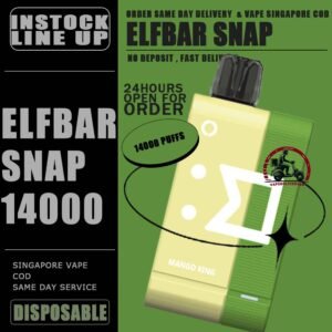ELFBAR SNAP 14000 DISPOSABLE - VAPE DELIVERY SG SINGAPORE SHOP Introducing the ElfBar Snap Kit 14000 Puffs Starter Kit & Cartridge Prefilled Pod Disposable , a revolutionary disposable vaping device designed to deliver an unparalleled vaping experience. With an impressive array of flavors and a massive puff count, this kit is perfect for those seeking convenience, variety, and long-lasting performance. Discover the convenience and flavor of the Elf Bar Snap Kit 14000 Puffs. Whether you're a seasoned vaper or new to vaping, this kit offers a hassle-free and flavorful solution. With its impressive puff count, diverse flavor options, and user-friendly design, the ElfBar Snap Kit is the ultimate choice for anyone looking to enjoy a premium vaping experience. Specification : Puffs: Up to 14000 Nicotine: 5% Battery Capacity: 200 mAh Charging Battery Capacity: 820 mAh Charging Port: Type-C ⚠️ELFBAR SNAP 12000 FLAVOUR LINE UP⚠️ Blueberry Grape Lychee King Mango King Mango Melon Sour Bubblegum Sour Kiwi SG VAPE COD SAME DAY DELIVERY , CASH ON DELIVERY ONLY. TAKE BULK ORDER /MORE ORDER PLS CONTACT ME : VAPEDELIVERYSG VIEW OUR DAILY NEWS INFORMATION VAPE : TELEGRAM CHANNEL